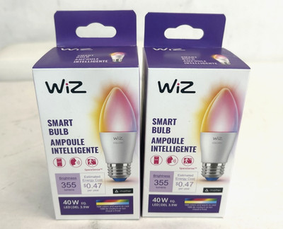 Lot of 2 - WiZ E26 Candle Wi-Fi Smart LED Bulbs-Color and Tunable White-FREE S/H