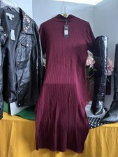 Fashion Nova Taryn Midi Sweater Dress Plus Size XL Burgundy Ribbed Turtleneck