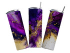 Purple and Gold Acrylic Pour Look 20oz Tumbler Insulated Travel Mug