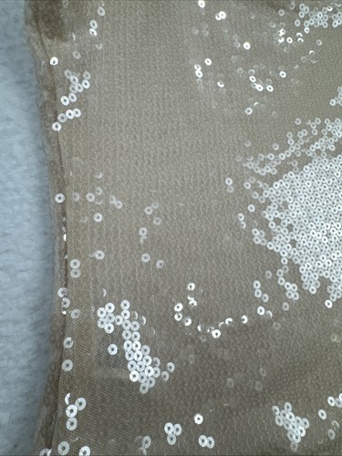 Womens Ivory Sequin Camisole Top Large 90s Sparkly Spaghetti Strap Cami Swiftie - Picture 15 of 16