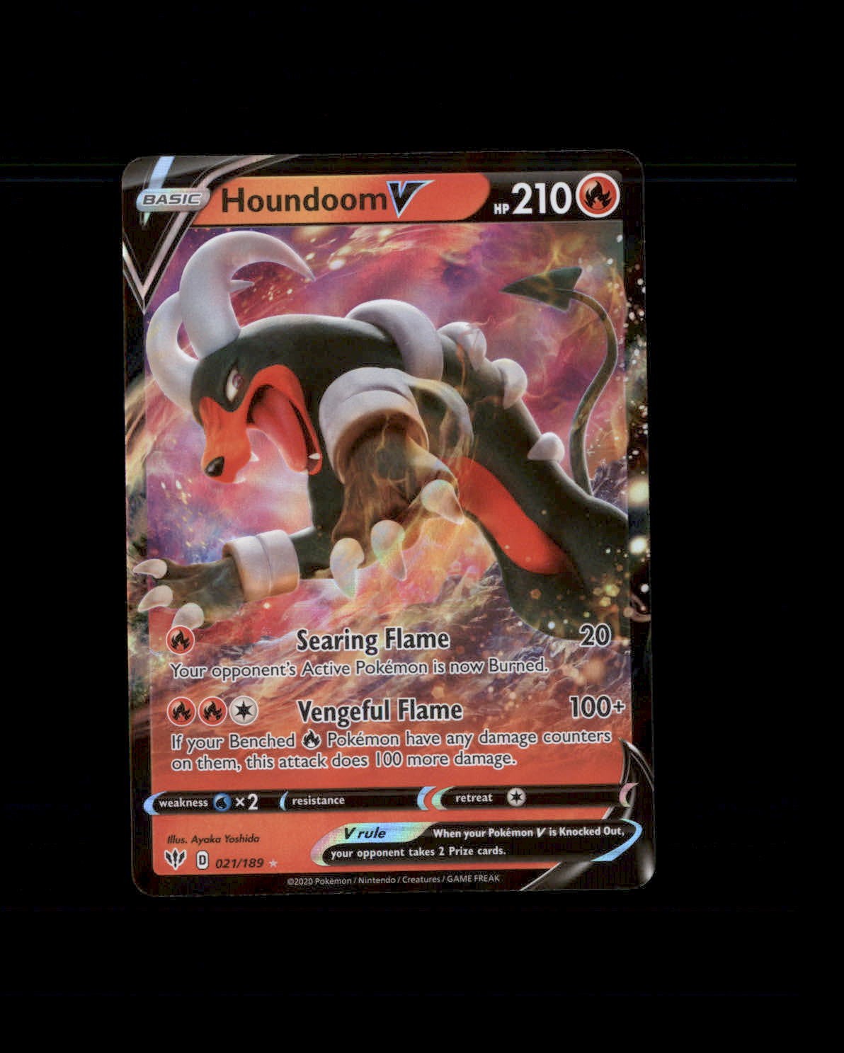 NM SWSH03: Darkness Ablaze Holo Houndoom V 021/189
