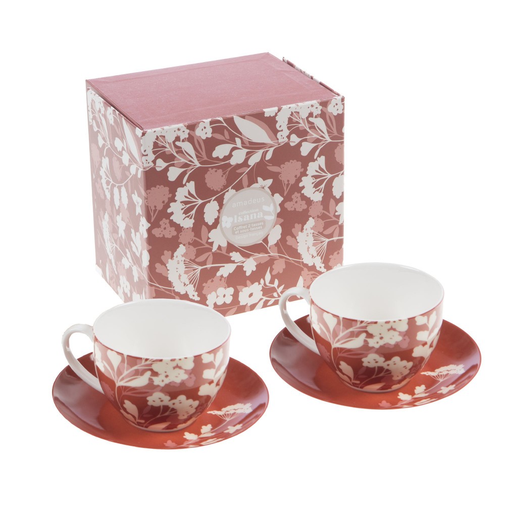 Coffret Isana tasses et sous-tasses porcelaine 4.90x6.30 cm pour service à café