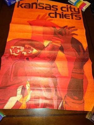 KANSAS CITY CHIEFS LOGO POSTER 1970 NFL COLLECTOR SERIES ROLLED Gaines Good
