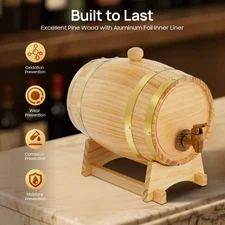 3L Wine Barrel Dispenser Bucket Casks For Bourbon Whiskey Restaurant Decor