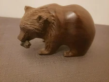 Carved Ironwood Grizzly With Fish 4.5”x3” SEE DESCRIPTION