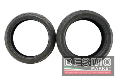 Pair of Pirelli Diablo Rosso III 120/70 ZR17 180/55 ZR17 DOT 23 tyres *U31640*