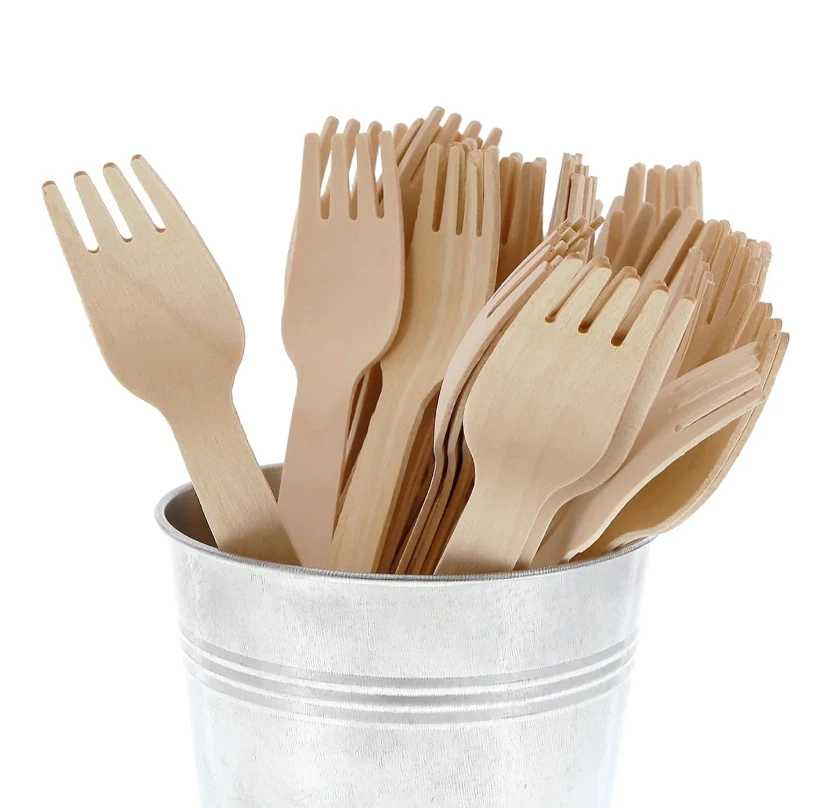 Cuchara de madera desechable cubiertos para fiesta de Navidad catering biodegradable Foto 4 de 4