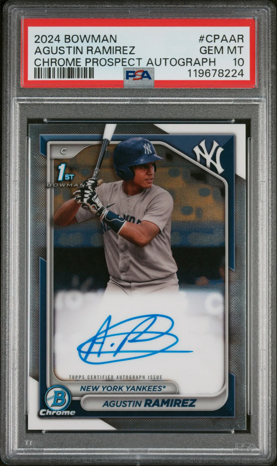 2024 Bowman Chrome Prospect Autographs Agustin Ramirez #CPAAR PSA 10
