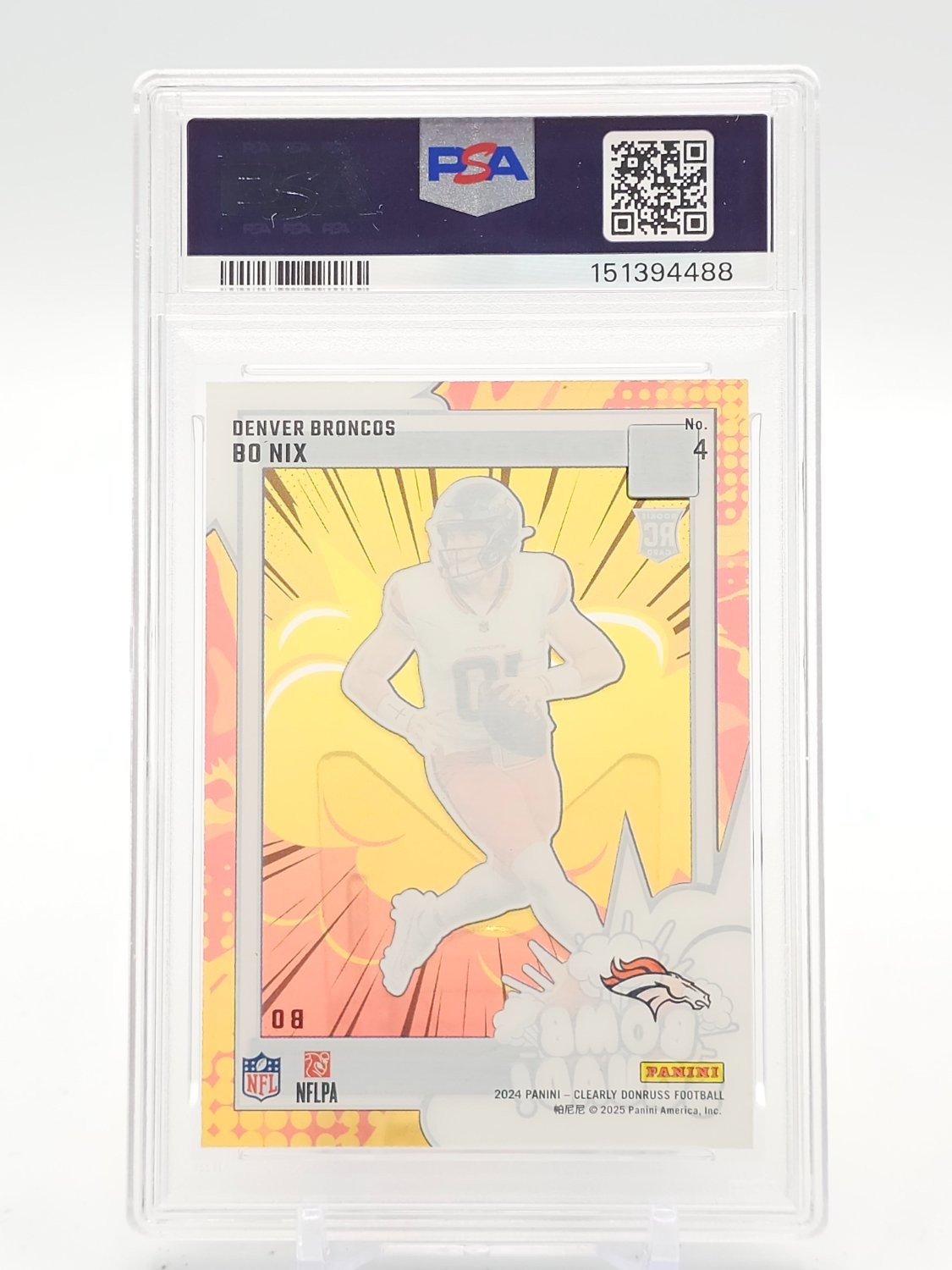 BO NIX 2024 CLEARLY DONRUSS BOMB SQUAD ROOKIE FOOTBALL #4 BRONCOS PSA 10 Q6264 view 2