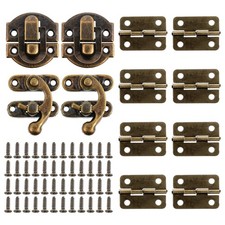 Jewelry Box Hinges and Latch with Matching Screwing, Antique Bronze Hasp Latc...