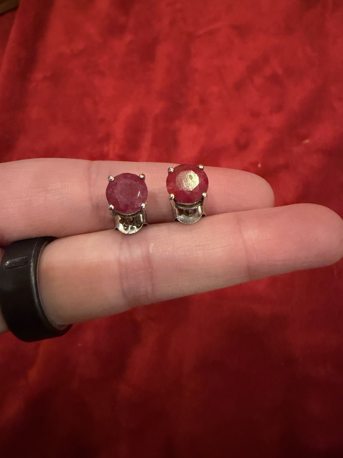 Real Ruby Sterling Post Earrings 925 Silver