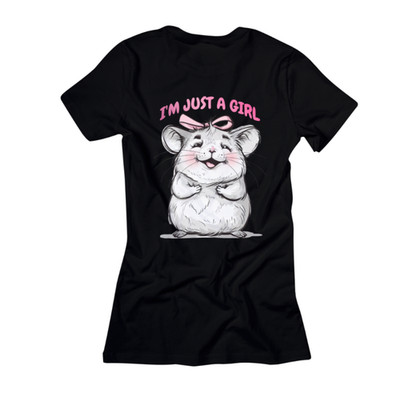 T-Shirt Damen Maus Mouse i Just a Girl Spruch Druck Shirt Sommer