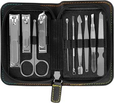 Premium Stainless Steel Nail Clippers Set - Travel Grooming Kit, 10pc Manicure/P