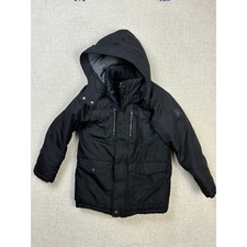 Calvin Klein Jeans Boys Black Hooded Winter Parka Jacket Size S 8 CK Logo