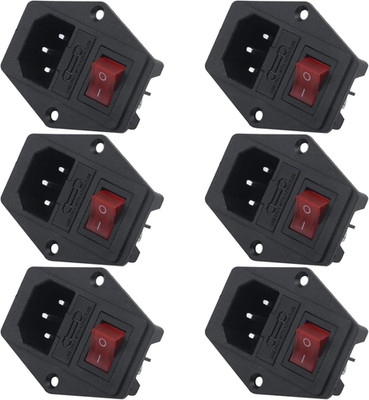 Antrader 6Pcs Inlet Module Plug Male Power Socket with 5A Fuse Switch 10A 250V 3