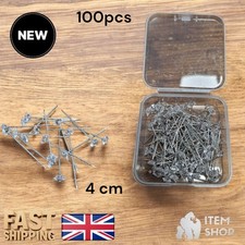  100 Clear Diamante Crystal Pins - 4cm Buttonholes Weddings