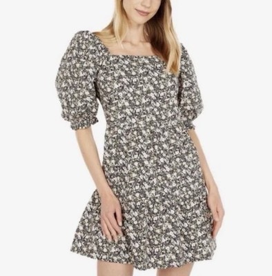 Levi s Willa Floral Puff Sleeve Cotton Trapeze Mini Dress M
