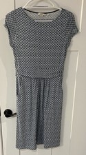 Women's Geometric Jersey Knit Knee Length Dress Blue Green White Short Sleeve