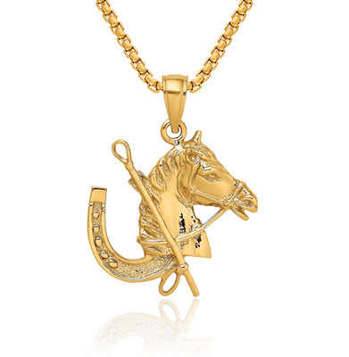 14 Karat massive Gelbgold Hufeisen Halskette