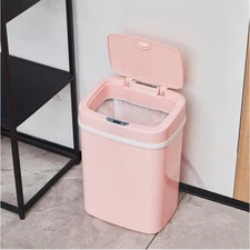 Nine Stars Pink Bathroom Trash Can - 3-Gallon,Automatic Motion Sensor Soft Close