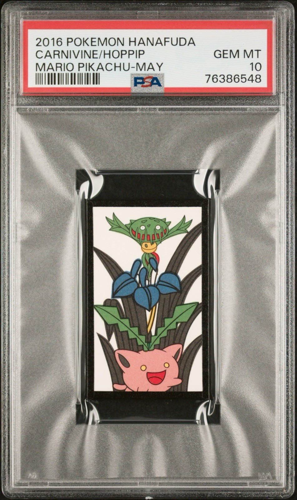 2016 POKEMON HANAFUDA MARIO PIKACHU MAY CARNIVINE/HOPPIP PSA 10