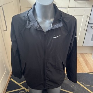 Nike running Mens Black Hooded Lightweight Jacket Full Zip Size M Medium vgc