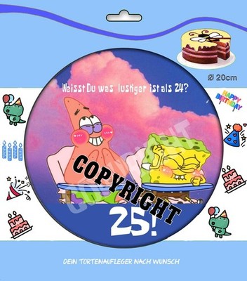 Fondant Tortenaufleger Tortenbild Geburtstag Spongebob BUNT 25er Geburtstag