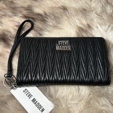 NWT Steve Madden Bzip-U Zip Around Wallet / Wristlet - Black