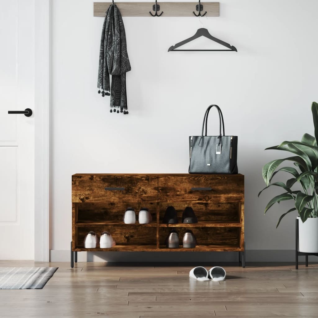Occasione Panca Porta Scarpe Rovere Fumo 102 cm - Scarpiera Economica