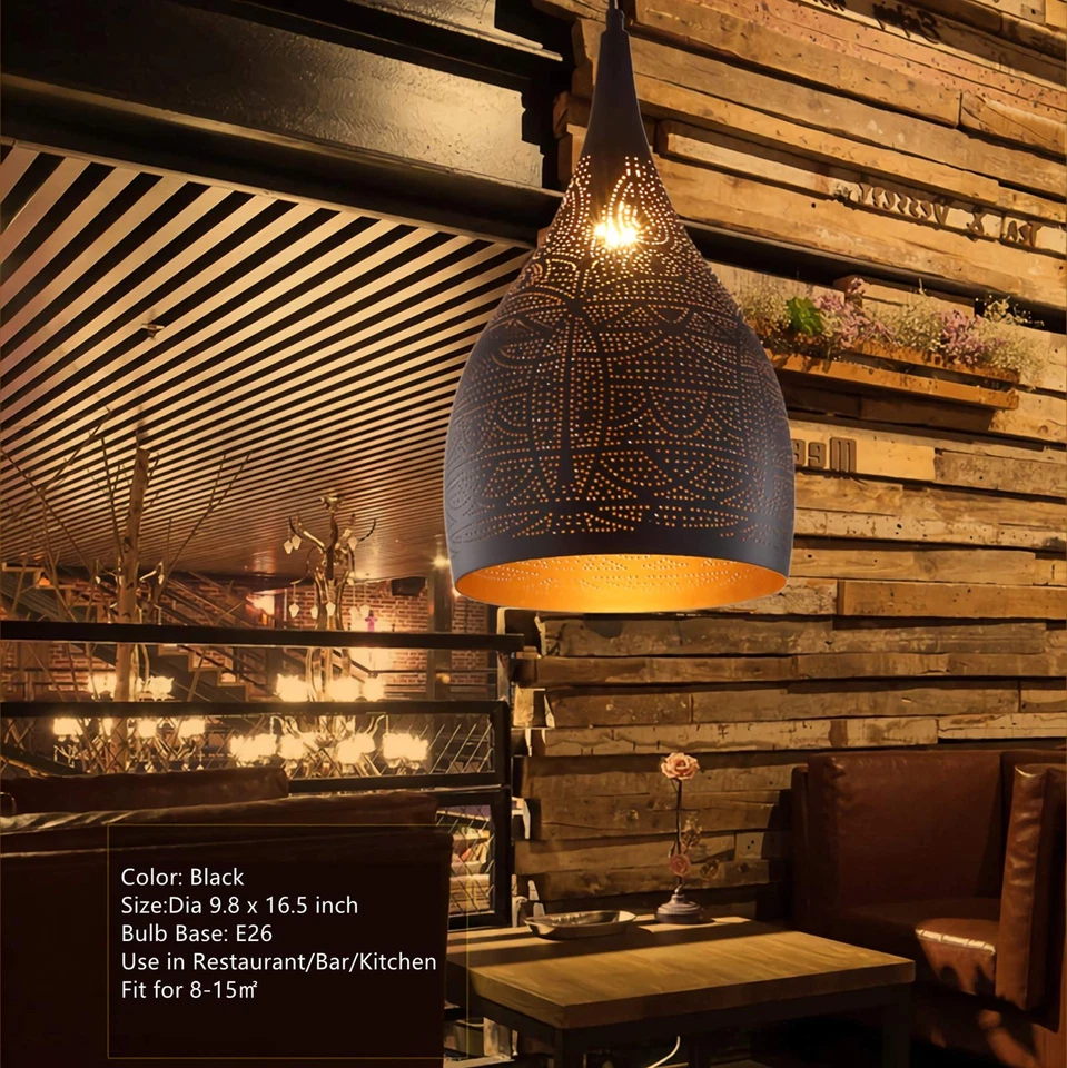 Lámpara de araña vintage, lámpara turca marroquí grabado lámpara colgante, industrial P... Foto 2 de 4