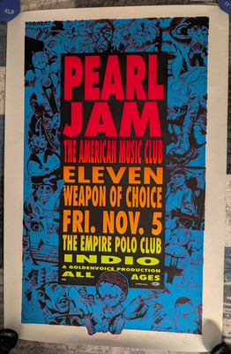 Pearl Jam 1993 Indio Empire Polo Club TAZ Signed Numbered Concert
