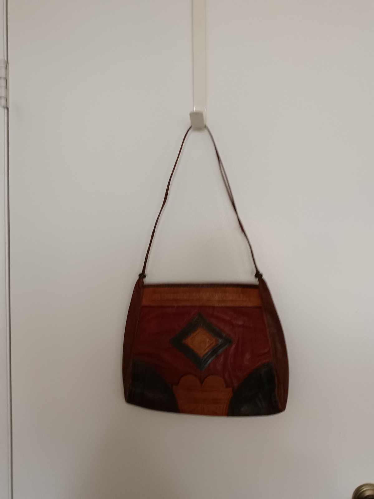 Unusual Multi-Color Patchwork Leather Handbag - 9… - image 3