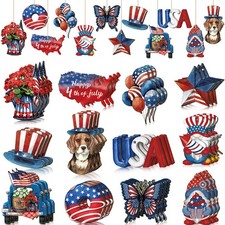 36 Pcs 4th of July Patriotic Memorial Ornaments Red White Blue Tree Decor Set