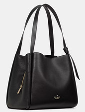 Image of Kate Spade Knott Large Carryall Bag Black Pebbled Leather Purse KM663 NWT $399
