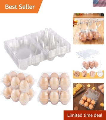 Plastic Clear Egg Carton for 6 Eggs,12Pack Egg Tray Reusable Medium Size Egg ...