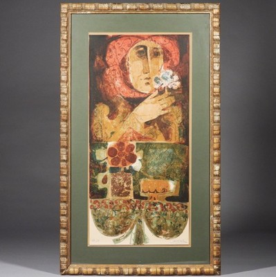 Alvar Sunol Munoz-Ramos Spanish Artist Woman With Flower 128/150 Lithograph
