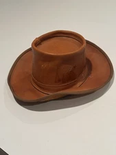 Skully by Kenskill Hat Cowboy Fitted Mens Medium Brown Leather Western Made USA