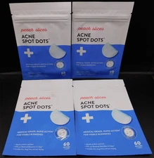 4 Pk Peach Slices Acne Spot Dots 60 Patches Ea, 3 Sizes Exp: 1/26 & 2/26 New
