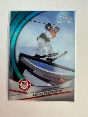 2026 Topps Chrome U.S. Winter Olympics Colby Stevenson Aqua Refractor /199