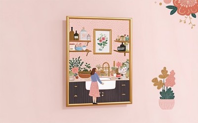 Küchenspüle Boho Landhaus Kern viktorianisch Blumen Sinkie vielseitig Galerie Wand Hou