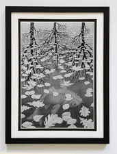 Three Worlds M.C. Escher Art Print  Custom Framed