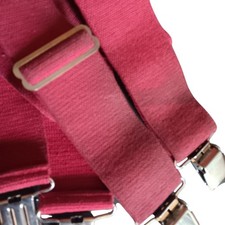 Suspenders Vintage Red Elastic Gator Metal Clips By Welch Co. Inc. Made In USA