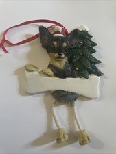Chihuahua Ornament Dangling Legs Hand Painted and Blank Area Personalized