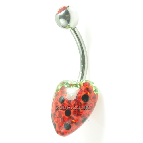 HEART SHAPED NAVEL BELLY BARS DIAMANTE STUDDED WITH SNAG FREE ACRYLIC COATING - Picture 3 of 5