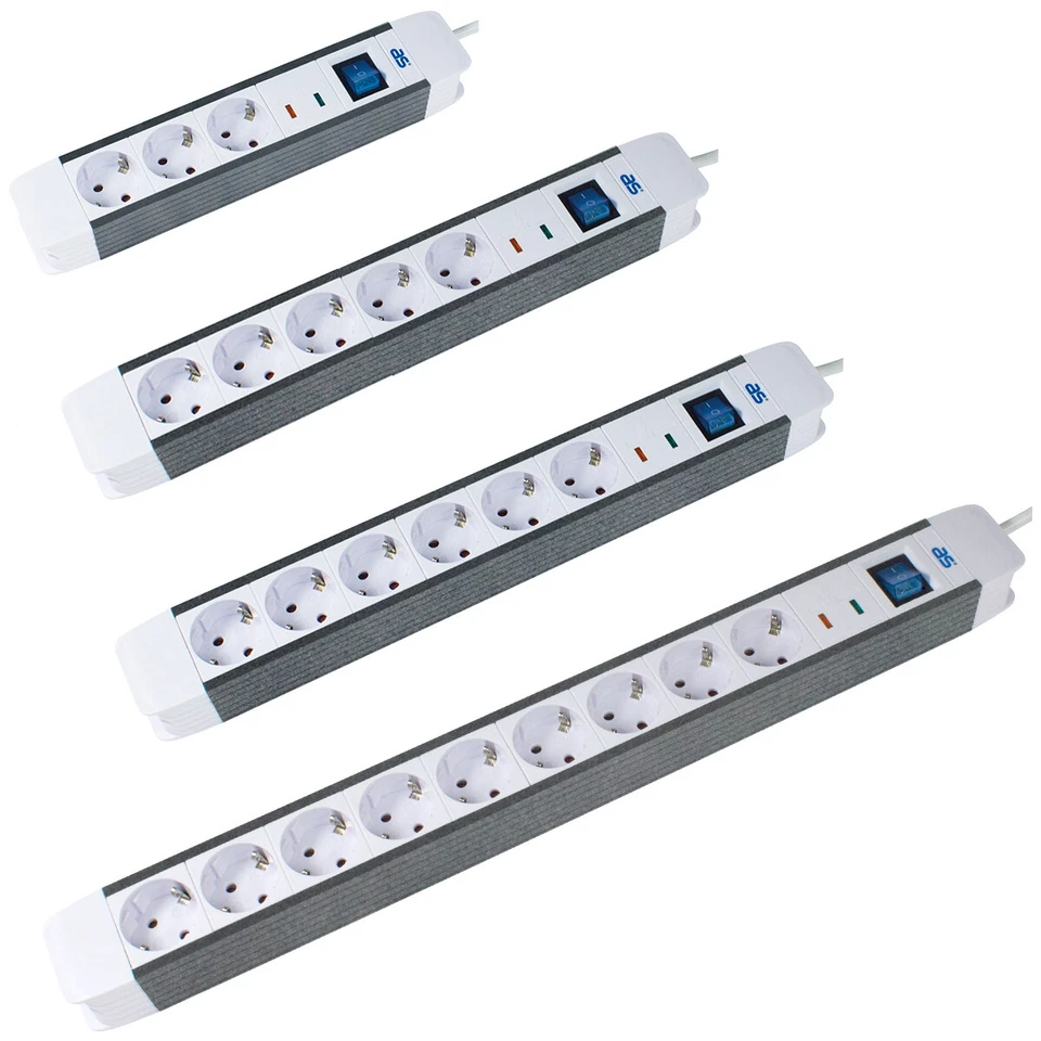 AS - SCHWABE Steckdosenleiste 3fach 5fach 6fach 9fach 1.5m Überspannungsschutz Schalter Strom