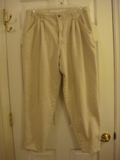 Women's Dockers Light Beige Denim Elastic Back Pants Size 16 USA Made