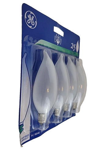 GE® 25W Satin Bent Tip Light Bulbs (4ct) CAC/F - New & Sealed - Picture 3 of 5