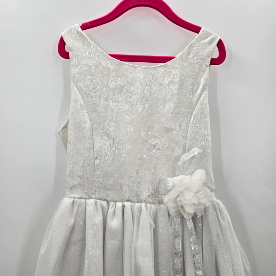 Vestido de festa de Natal Bloome De Jeune fille branco prata Páscoa meninas tamanho 10 - Imagem 3 de 4