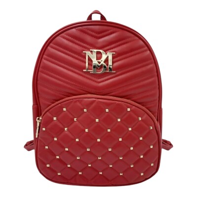 Red quilted faux leather backpack purse Daisy Rose Quilted Backpack Bag - Luxury PU Vegan Leather  main image 4