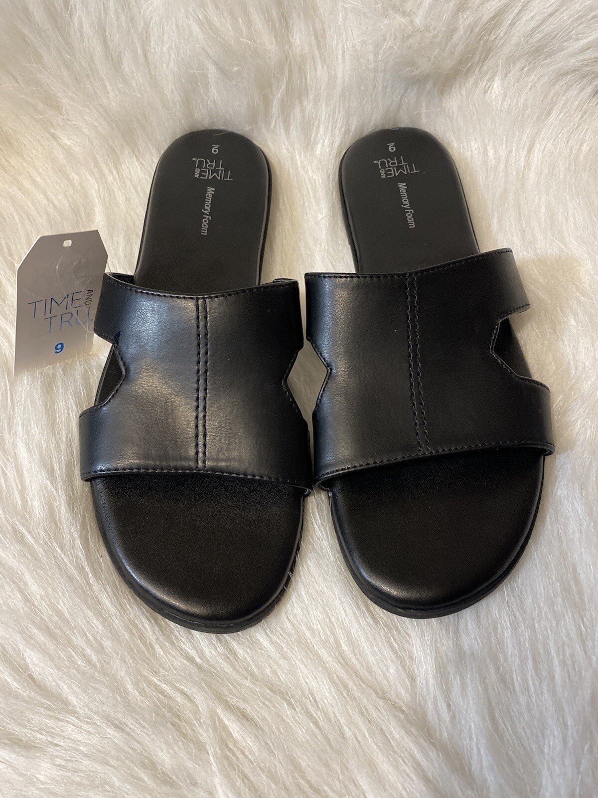 APL Sandali Time And Tru donna taglia 9 neri slip on scarpe punta aperta